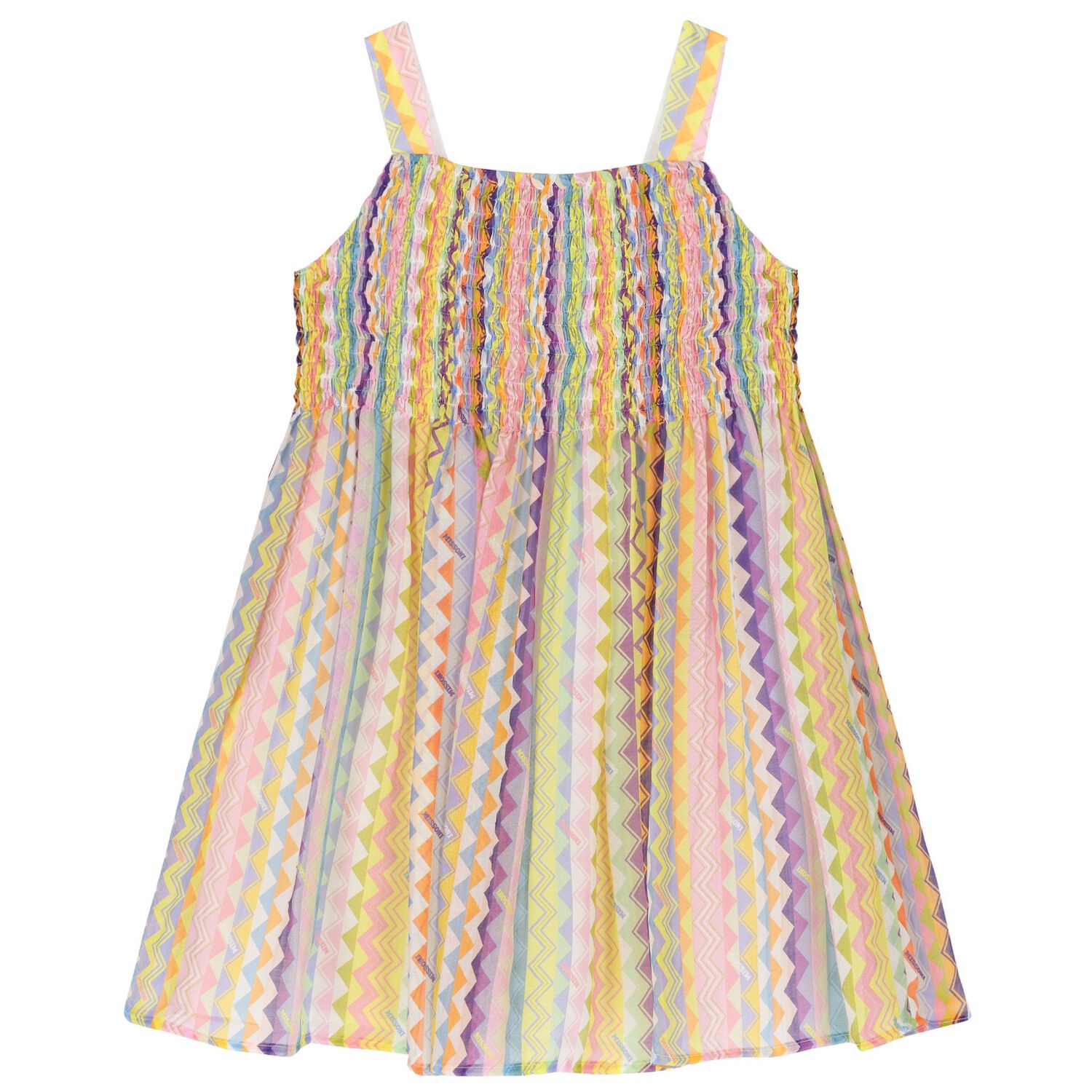Girls Multi-Coloured Zigzag Dress, 1, hi-res