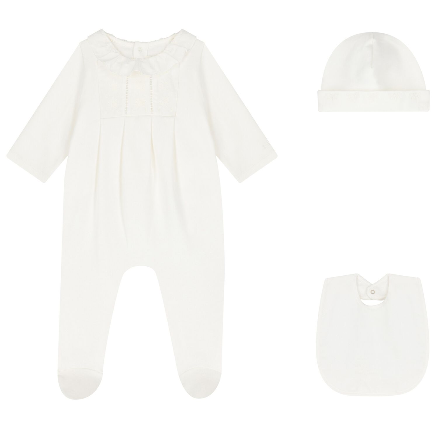 Baby Girls Ivory Embroidered Babygrow Gift Set, 1, hi-res