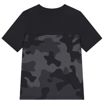 Black & Grey Logo Camouflaged T-Shirt