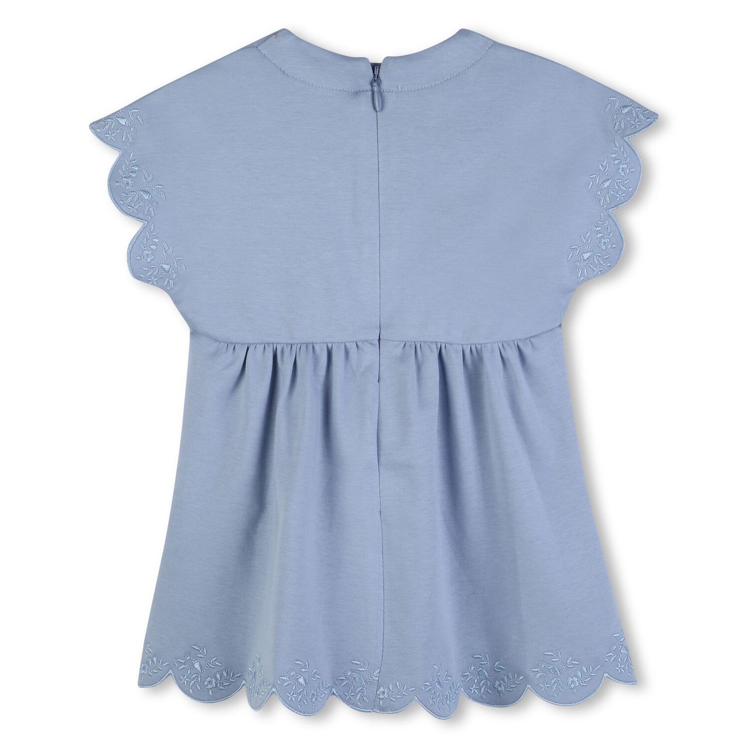 Younger Girls Blue Logo Scalloped Dress, 1, hi-res