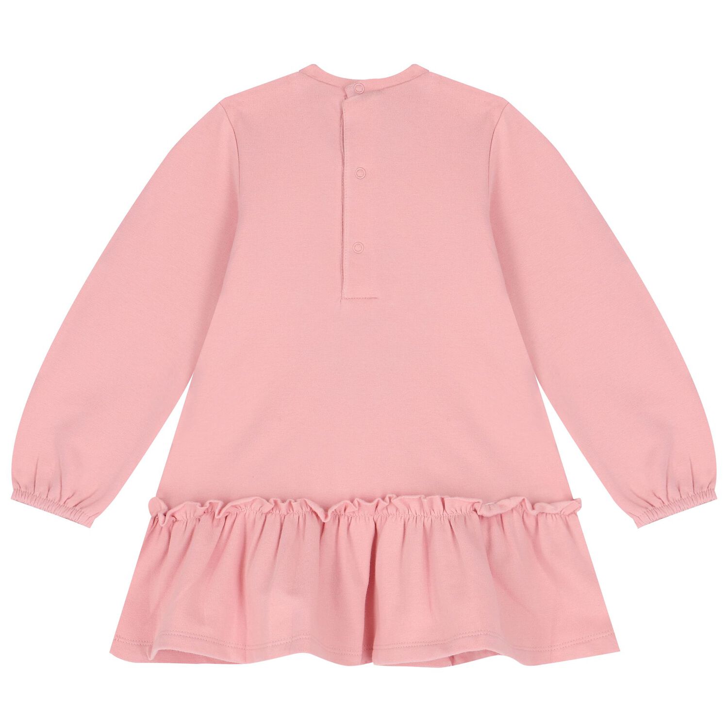 Younger Girls Pink Cat Long Sleeve Dress, 1, hi-res