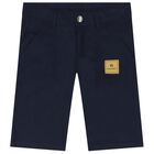 Boys Navy Blue Logo Shorts, 3, hi-res