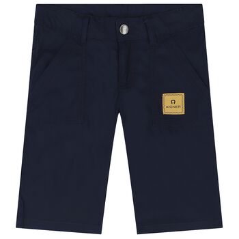 Boys Navy Blue Logo Shorts