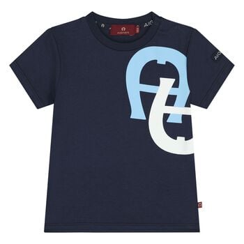 Younger Boys Navy Blue Logo T-Shirt