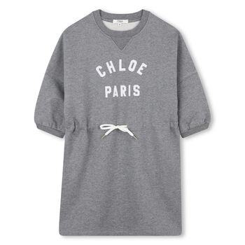 Girls Grey Logo Sweatshirt Dress