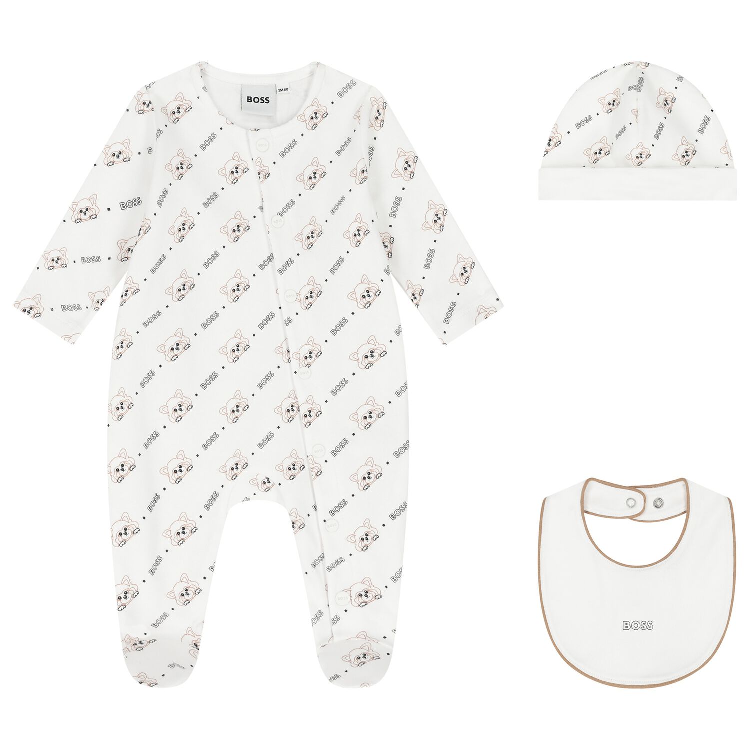 White Logo Babygrow Gift Set, 1, hi-res image number null