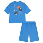 Boys Blue Logo Shorts Set, 1, hi-res