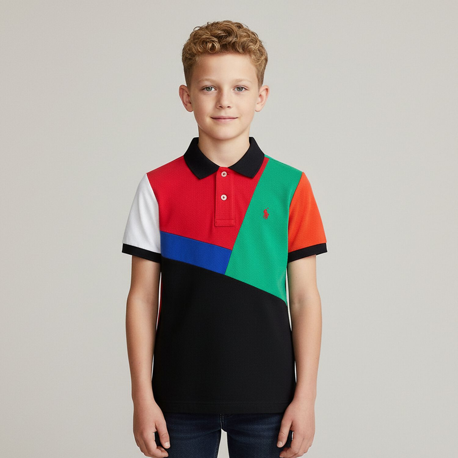 Boys Multi-Coloured Logo Polo Shirt, 1, hi-res