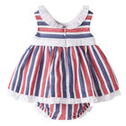 Baby Girls Red & Navy Striped Dress Set, 1, hi-res