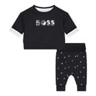 Baby Boys Black & White Logo Reversible Trousers Set, 1, hi-res