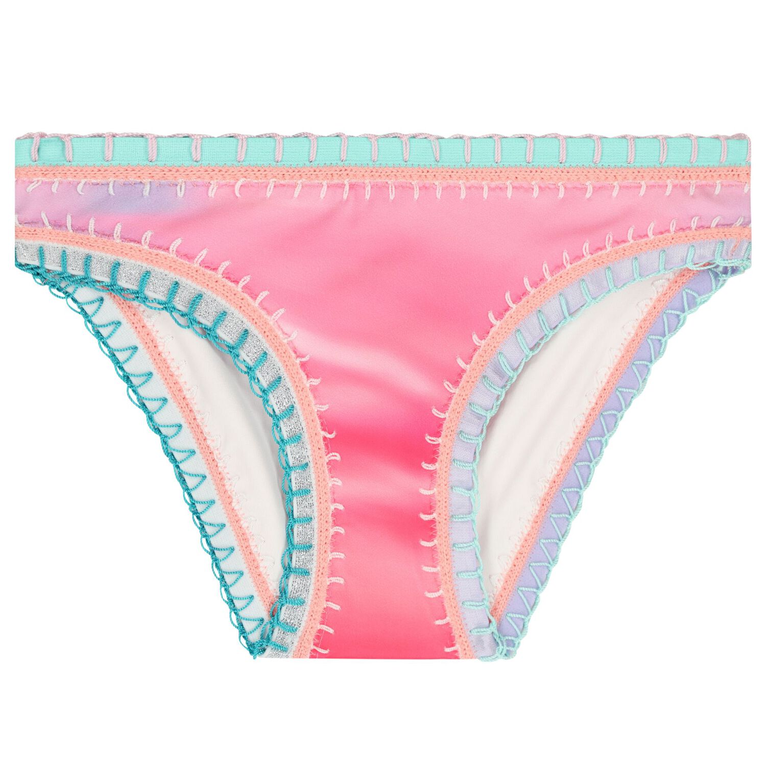 Girls Multi-Coloured Embroidered Bikini, 2, hi-res