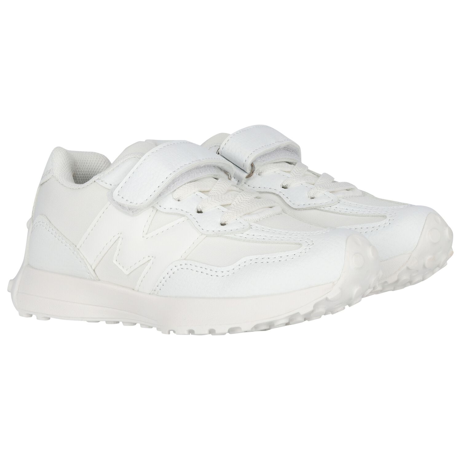 Boys White Logo Trainers, 1, hi-res