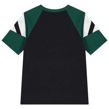 Boys Green & Black Logo T-Shirt, 1 Boys Green & Black Logo T-Shirt