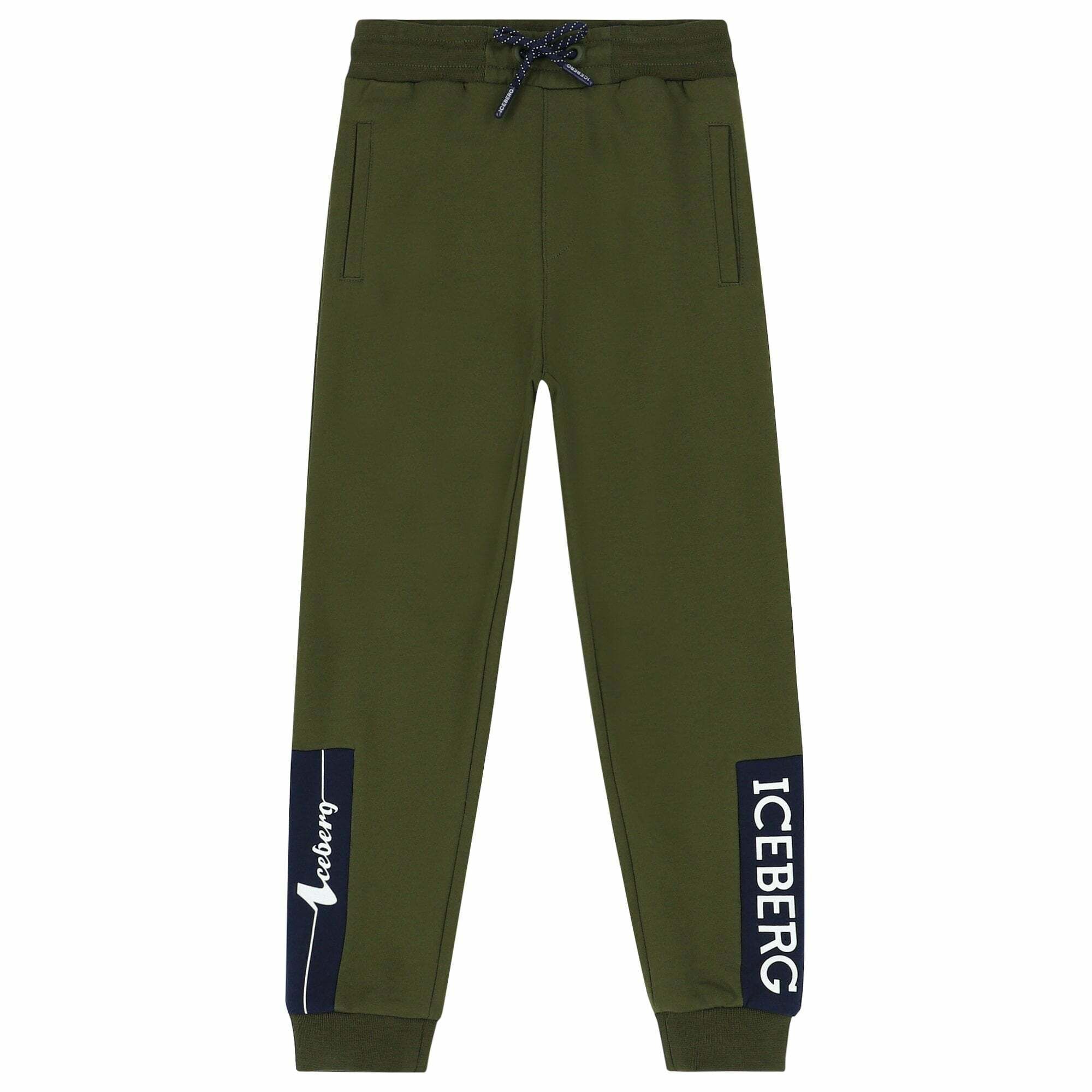 Iceberg Boys Khaki Logo Joggers Junior Couture UK