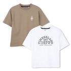 Boys White & Beige Logo T-Shirts ( 2-Pack ), 1, hi-res