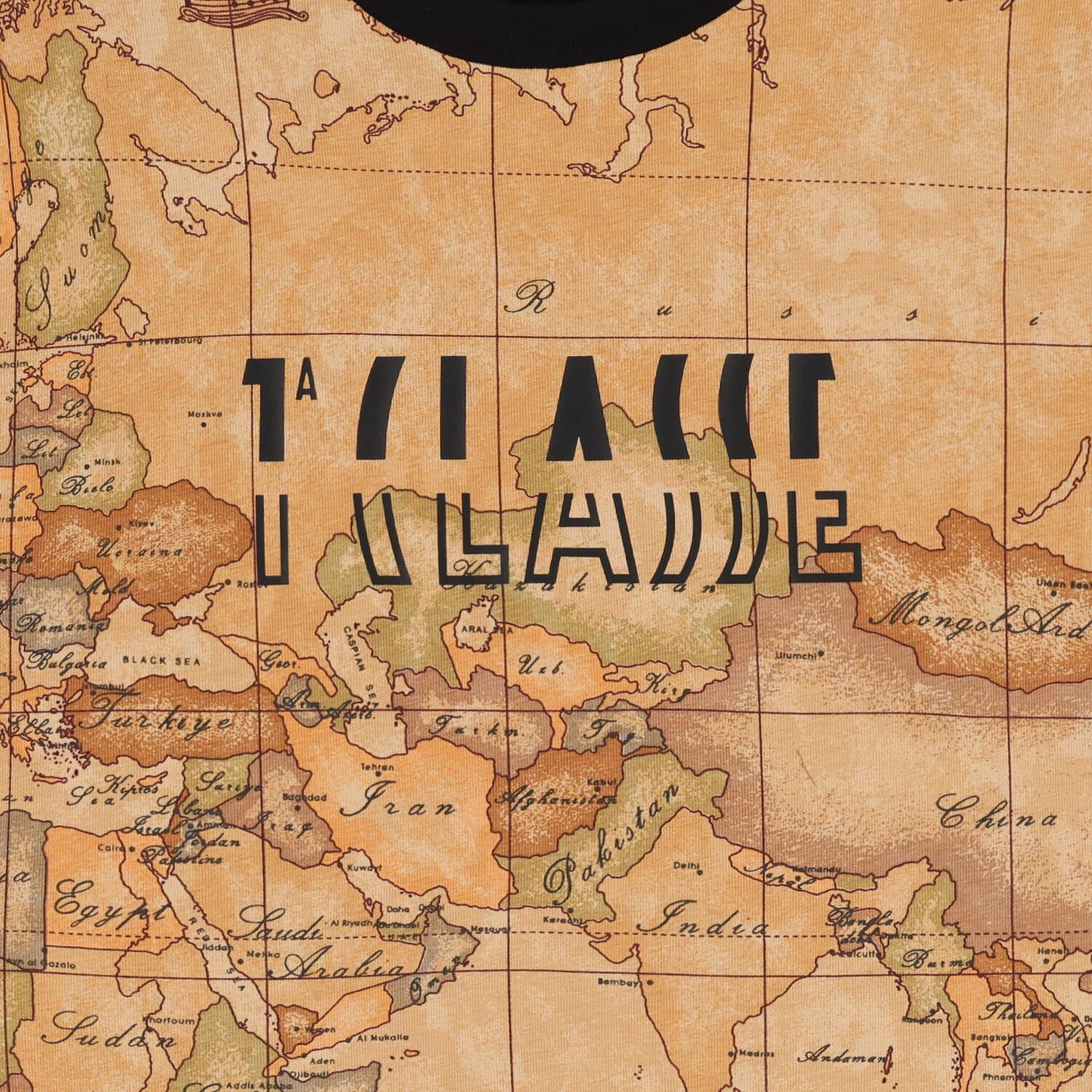 Boys Beige & Black Geo Map Logo T-Shirt, 1, hi-res