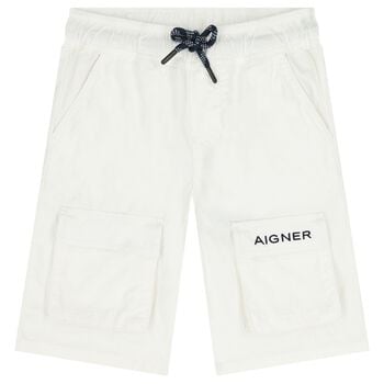 Boys White Logo Shorts