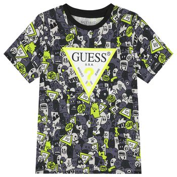 Guess Boys Grey Logo T-Shirt, 6 Boys Grey Logo T-Shirt