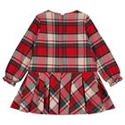 Girls Red Tartan Velvet Bow Dress, 1, hi-res