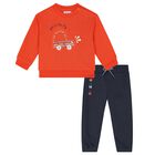 Younger Boys Orange & Blue Tracksuit, 1, hi-res
