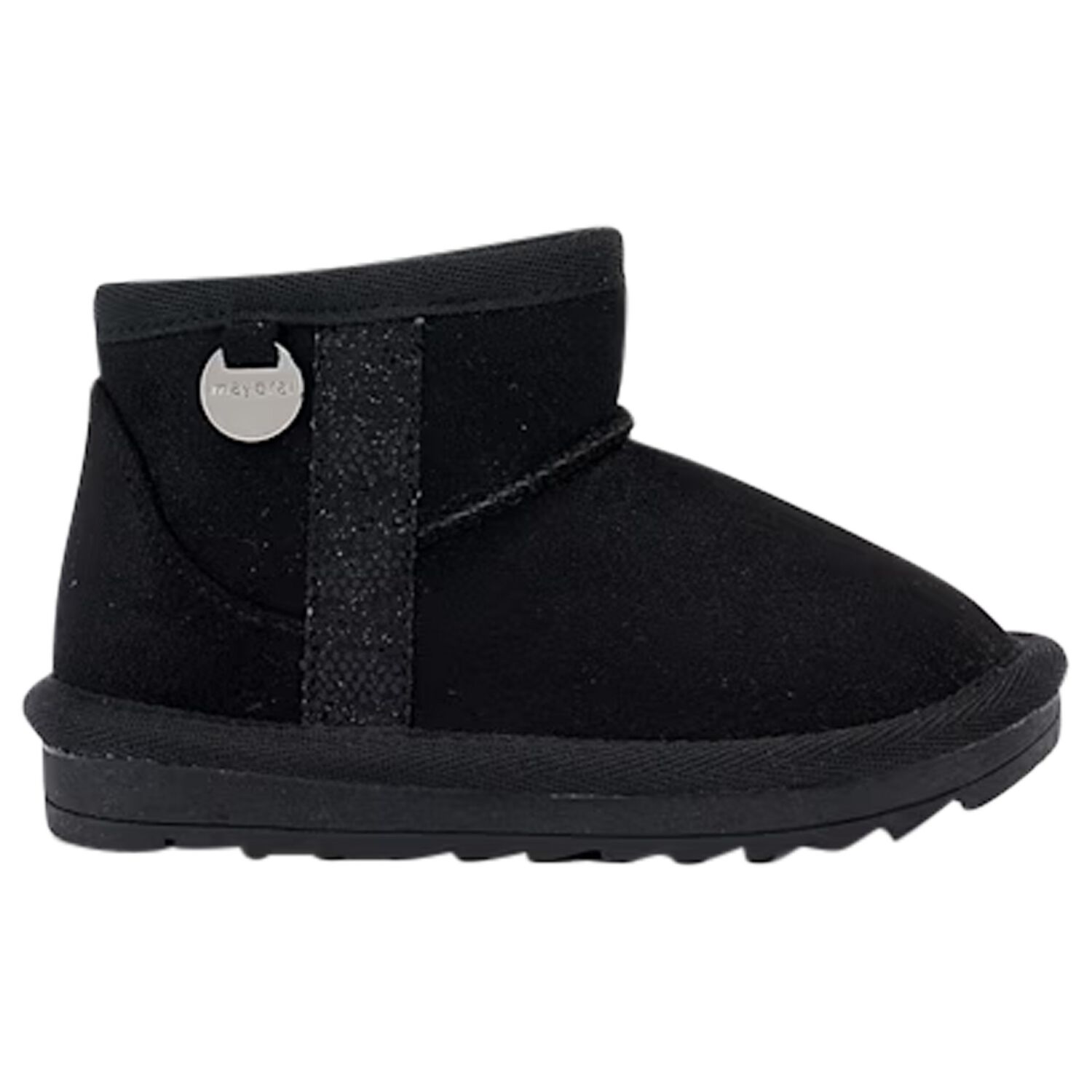 Younger Girls Black Faux Suede Boots, 2, hi-res