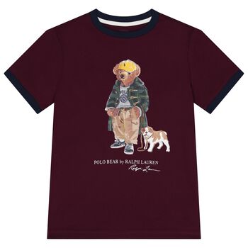 Boys Burgundy Polo Bear T-Shirt