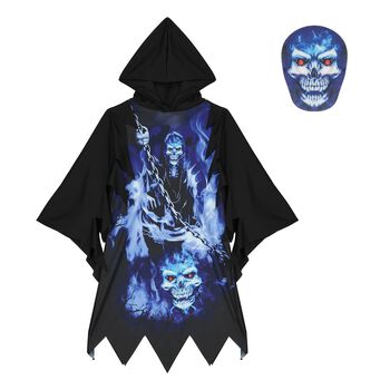 Boys Black Neon Halloween Reaper Costume