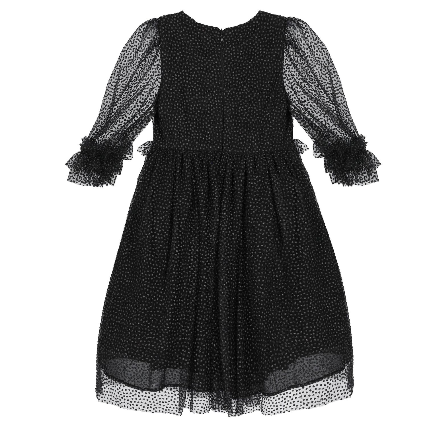 Girls Black Tulle Dress, 1, hi-res