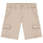 Boys Beige Logo Shorts, 2, hi-res