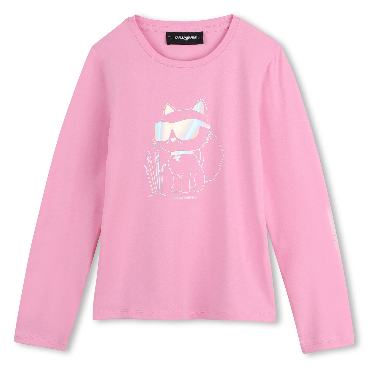 Girls Pink Choupette Long Sleeve Top, 1, hi-res