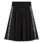 Girls Black Logo Chiffon Skirt, 1, hi-res