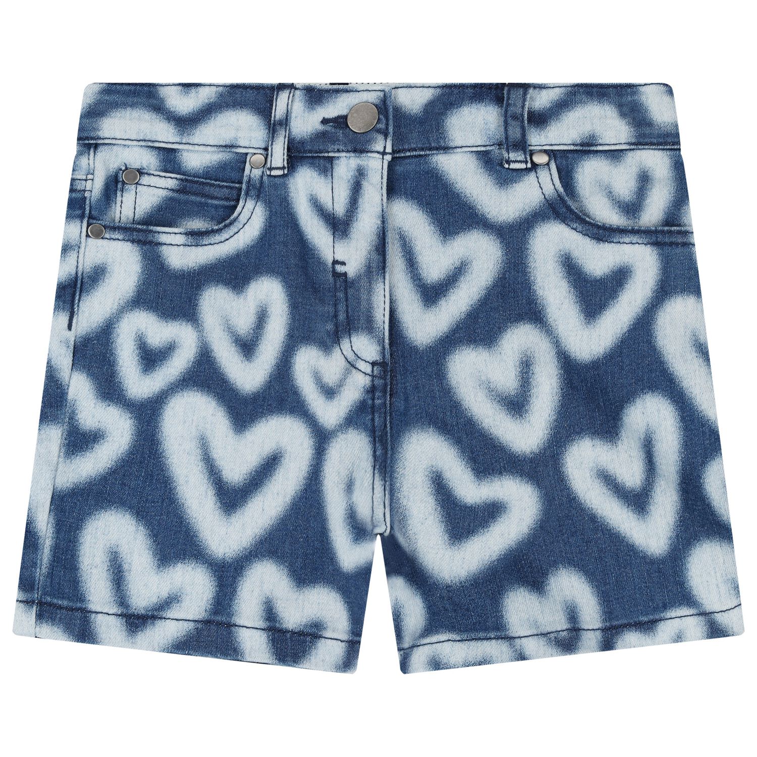Girls Blue Denim Shorts, 1, hi-res