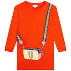 Girls Orange Logo Dress, 2, hi-res