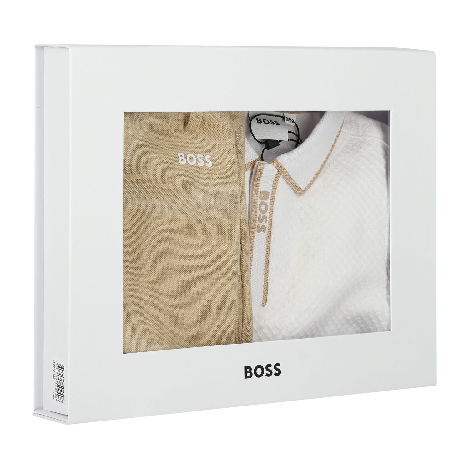 Baby Boys White & Beige Logo Shorts Set, 1, hi-res