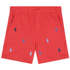 Baby Boys Navy Blue & Red Logo Shorts Set, 1, hi-res