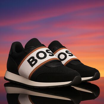 Boys Black Logo Trainers