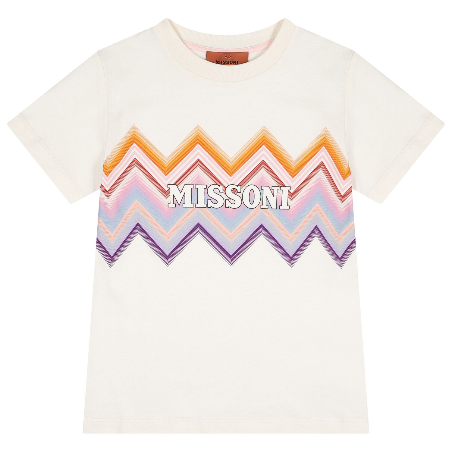 Girls Ivory Zig Zag Logo T-Shirt, 1, hi-res