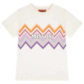 Girls Ivory Zig Zag Logo T-Shirt