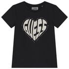 Girls Black Logo Rhinestone T-Shirt, 1, hi-res