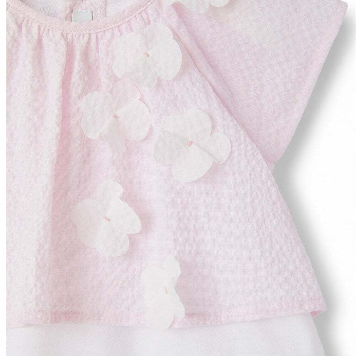 Baby Girls Pink & White Romper, 1, hi-res