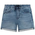 Younger Boys Blue Logo Denim Shorts, 1, hi-res