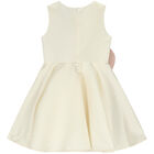 Girls Ivory & Pink Flower Satin Dress, 1, hi-res