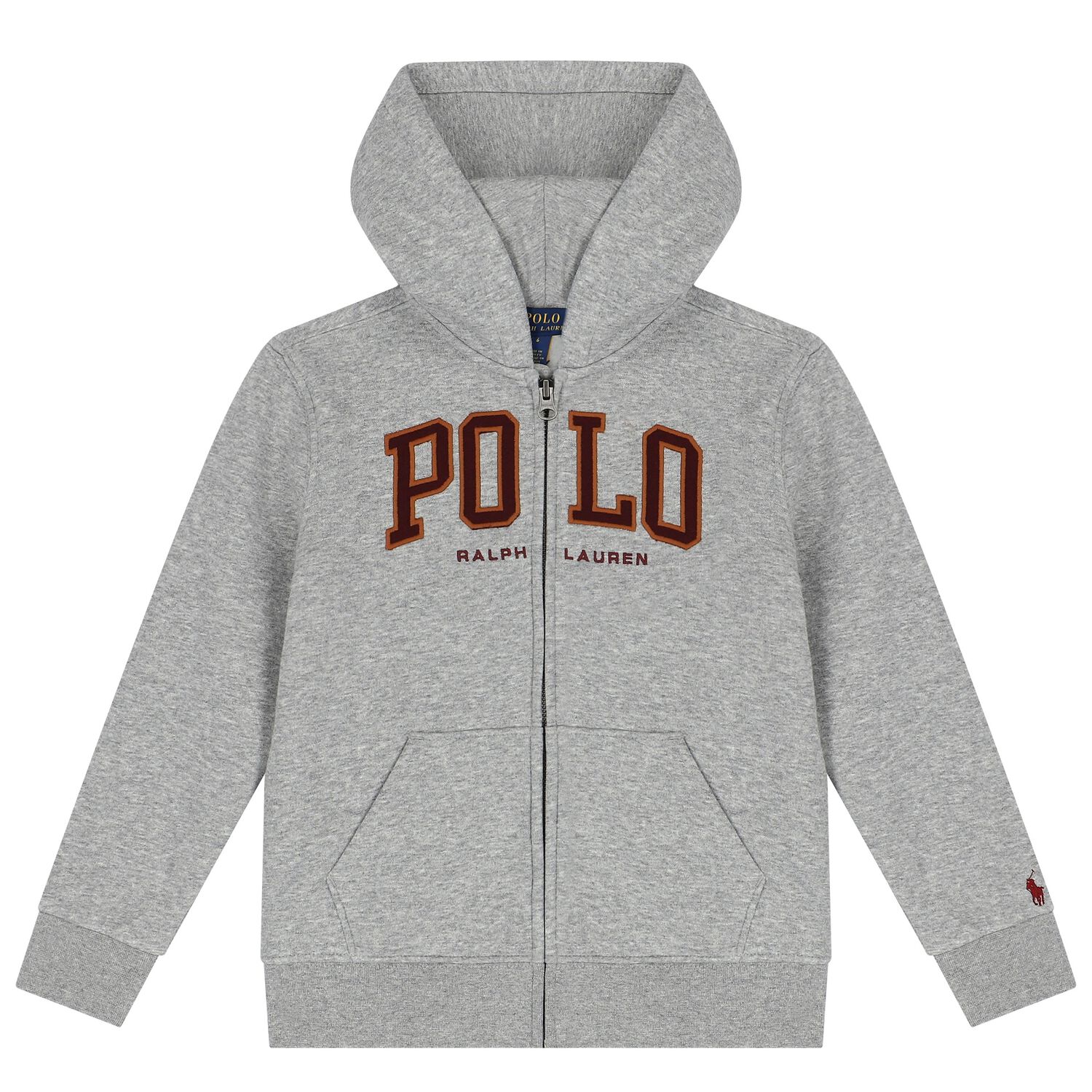 Boys Grey Logo Hooded Zip Up Top, 1, hi-res image number null