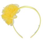 Girls Yellow Organza Flower Headband, 1, hi-res
