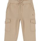 Boys Beige Logo Joggers, 1, hi-res