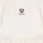 Younger Girls Ivory Teddy Bear Logo Dress, 1, hi-res