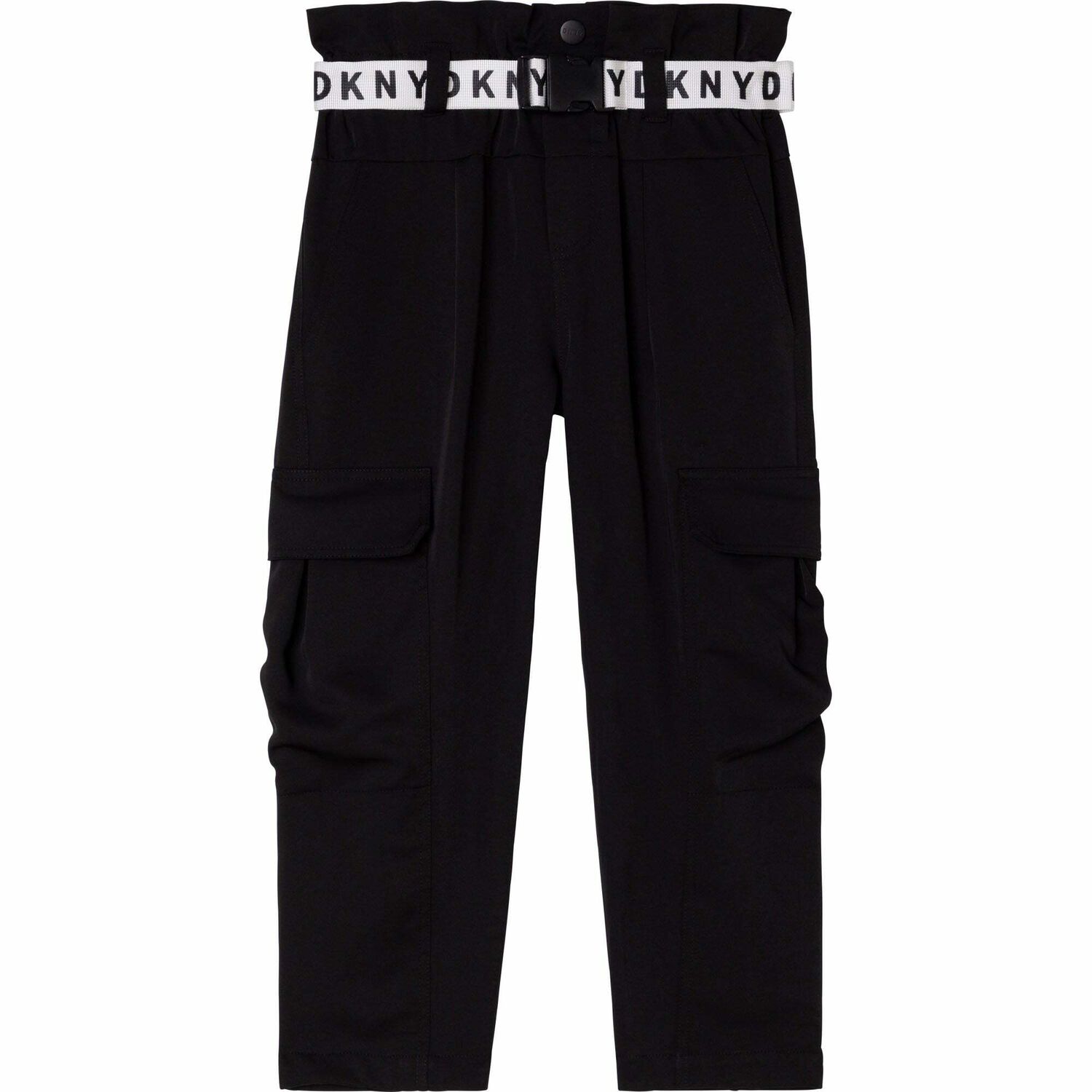 Girls Black Logo Trousers, 1, hi-res