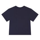 Younger Boys Navy Blue Tiger Logo T-Shirt, 1, hi-res