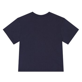 Younger Boys Navy Blue Tiger Logo T-Shirt