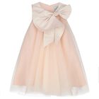 Girls Pink Glittery Bow Tulle Dress, 1, hi-res